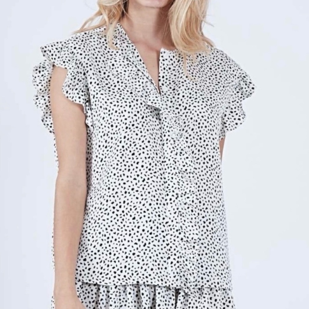 Like New Koch Palm Top in Tiny Dalmatian Print